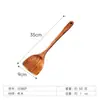 Espátula de Madeira Antiga Kemu com Cabo Longo Antiaderente, Espátula de Fritar Portátil para Exterior, Espátula para Bife, Colher Grande para Sopa Doméstica, Espátula de Madeira para Arroz
