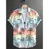 Camisa hawaiana casual de manga corta para hombre, retro, floral, con estampado digital 3D, superventas de verano transfronterizo