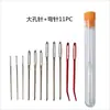 Conjunto de 9 Peças de Frascos de Agulha Transparentes, Embalados em Tubo, Bordado, Lã, Agulhas de Tricô, Agulhas de Lã Douradas com Ponta Romba e Olho Grande