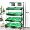 Prateleira de Frutas Rack de Exposição Três Níveis Rack de Legumes Prateleira de Supermercado Rack de Loja de Frutas Frescas Rack de Legumes Supermercado Simples