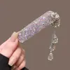 Grampo de Cabelo Roxo Completo de Diamante, Exquisito e Etéreo, Novo Estilo Chinês Borboleta de Cristal com Franja, Presilha Lateral para Arrumar Cabelos Soltos, Acessório de Cabelo BB Clip