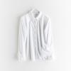 Camisa Casual de Algodão Fresco com Botão Escondido para Mulheres Verão Fina Papel Solta Look Emagrecedor Lapela Simples Cor Pura Jaqueta Camisa