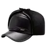 Gorra de Cuero de Invierno para Hombres de Mediana Edad y Mayores, Gorro de Algodón Lei Feng Engrosado con Forro de Felpa para Proteger del Frío y las Orejas, para Papá