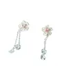 Pendientes Largos Florales de Borla de Flor de Cerezo de Diseño Nicho Populares al por Mayor para Mujer, Pendientes de Pétalos, Doble Uso de una Pieza