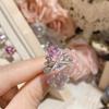 Colección de anillos de piedras preciosas rosa camelia nueva súper hada princesa, anillo abierto con diseño de estrella brillante de diamante flash chapado en oro