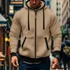 Sudadera con capucha y mangas largas de color liso y bloques de color para hombre, superventas transfronteriza, con cordón y cierre de cremallera, en un estilo deportivo casual de color liso