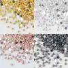100 Adornos Metálicos para Uñas de Minerales Dorados y Plateados Remaches Metálicos de Semicírculo Accesorios para Uñas Base Plana Hemisferios Sólidos Bolas de Acero