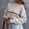Suéter Curto Patchwork Cinza Claro Transfronteiriço Europeu e Americano, Caimento Solto, Estilo Casual Americano, Blusa Pulôver da Moda para Outono e Inverno