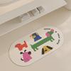 Alfombrilla de Piso de Barro Diatómico con Cachorro de Dibujos Animados para Puerta de Baño Absorbente Antideslizante Resistente a la Suciedad Felpudo para Inodoro Secado Rápido Fácil Cuidado Cojín