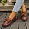 Cross2026 Primavera y Otoño Nuevo Estilo Británico Zapatos Pequeños de Cuero para Mujer Versátiles Estilo Francés Tacón Grueso Tacón Medio Estilo Japonés Lazo Zapatos de Vestir