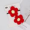 Envie-lhe uma pequena flor vermelha Jackson Yi com flor de lã bonito alfinete hairpin cabelo corda anel de cabelo
