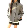 Otoño/Invierno Nuevo Estilo Coreano Diseño de Botones Oblicuos de Moda Cuello Alto Casual Versátil Color Sólido Chaqueta Abrigo para Mujer Venta al por Mayor