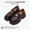 Zapatos de Salón Individuales para Mujer Masuism Otoño/Invierno 2026 Nuevos Mocasines de Suela Gruesa con Tacón Grueso Zapatos de Cuero Negros Versátiles Casuales