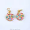 Pingente Vintage Esmaltado Banhado a Ouro com o Caractere "" e Design de Flor, Pequeno Charme com Cor Esmaltada, Pulseira Estilo Chinês com o Tema do Ano Novo Chinês