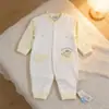 25 macacão de bebê de primavera e outono algodão lã sem costura desenho animado roupas de bebê para escalar gola com dedinhos para vestir 66~80#