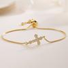 Australia Europa antigua y Estados Unidos nicho transfronterizo personalidad chapado en cobre oro 18K circonita pulsera de cruz joyería simple retro para mujer nuevo