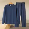 Conjunto de Moletom de Algodão com Gola Redonda para Outono Masculino Cor Sólida Moletom Solto e Conjunto de Calça Jogger Casual Simples Conjunto Esportivo
