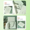 Caja de joyería verde claro hecha a medida con logo, caja de regalo con tapa abatible magnética para pulseras, collares, anillos y brazaletes caja de embalaje