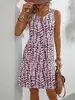 Vestido de Verano Nuevo Elegante con Cuello en U, Estampado Floral, sin Mangas, con Anillas, de Longitud Media, Transfronterizo de Amazon Europeo y Americano 2026