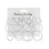 Pendientes transfronterizos de moda, sencillos, combinables, con forma circular, 9 pares, para mujer, estilo europeo y americano, con personalidad, combinación de tarjetas.