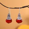 Joias de Prata S925 Estilo Étnico Vintage Joias para Orelha Po de Sangue Acessórios Antigos Clássicos Brincos Femininos