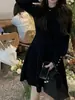 Vestido Tricô Doce Estilo Coreano para Mulheres, Outono e Inverno, Estiloso para Figuras Baixas, Pode Ser Usado como Camada Interna ou Externa, Vestido Base Tricô