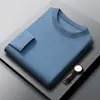 Camiseta Base de Punto de Marca Destacada para Hombre, Suéter de Lana de Cuello Redondo, Suéter Clásico Versátil Anti-Pilling