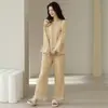 Pijama de dos piezas para mujer de manga larga y pantalón largo, para otoño e invierno 2026, simple y moderno, nuevo conjunto de ropa de estar de alta gama estilo coreano