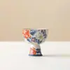 Taza Maestra Alta de Cerámica con Glaseado de Caramelo Mariposa Azul Peonía Juego de Té Taza de Té Alta Taza Individual Set de Té Kung Fu Retro para Uso en Casa
