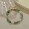 Pulseira de Pérolas Naturais de Água Doce Especialmente Moldada Barroca Irregular Pedras Britadas Joias de Cristal de Jade Atacado