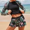 Traje de Baño de Dos Piezas Bikini Conservador para Mujer de Manga Larga con Estampado Digital Nuevo 2025 Europeo y Americano de Comercio Exterior Transfronterizo