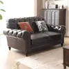 Sofá Estilo Americano con Cojines de Cuero Genuino, Mueble de Sala de Estar de Piel de Vaca de Capa Superior Simple y Elegante, Set de Sofá 123 de Cuero Encerado al Aceite para Apartamentos Pequeños