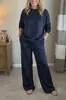 Comércio Exterior Europeu e Americano Roupas Femininas Transfronteiriças Itens Mais Vendidos na Amazon Conjunto Casual de Duas Peças Moletom com Manchas Douradas e Calça de Pernas Largas Outono e Inverno