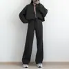 Novedad Primavera 2026 Ropa para Mujer Conjunto de Moda Transfronteriza Europea y Americana Color Sólido Cardigan con Cremallera Sudadera Conjunto de Pantalones Rectos