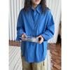 Nova Camisa de Primavera Estilo Coreano Simples e Refrescante com Listras Verticais e Gola Blusa Solta Emagrecedora Casual e Durável para Mulheres