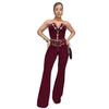 C7327 Moda Europea y Americana Transfronteriza Aliexpress Amazon Conjunto de Pantalones con Top de Tubo Sexy para Mujer Hebilla Metálica con Ojales