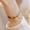 Pulsera Nafu de Jade Hetian para Mujer Tejida Marca Fu Cuerda Roja Pulsera de Alta Calidad Regalo para Estudiante Novia Cuerda para la Mano Pulsera sin Color