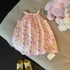 Vestido Pequeño de Manga Volante Estilo Coreano para Niñas Verano 2025 Nuevo Estilo Moda para Bebé Vestido Chaleco Rosa de Lunares