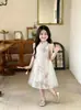 2026 Nuevo Estilo Vestido Qipao Estilo Chino para Niñas Flor Flotante Bordado de Gasa Malla en la Manga Nuevo Estilo Chino Vestido para Niños