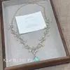 "Oz" Conjunto de Brincos e Colar Gota de Água Flor Verde Fresca Design de Nicho Colar de Alta Qualidade