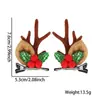 2027 Desenho Animado Fofo Galho de Rena Acessórios de Cabelo de Natal Presilha de Cabelo Presilha de Cabelo de Natal Fruta Vermelha Galho Marrom Par de Presilhas Bico de Pato