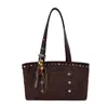 Bolso de hombro tipo tote grande transfronterizo para mujer, un bolso de mano elegante y versátil, con un diseño retro de gamuza