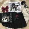 Estilo Japonês Transfronteiriço Manga Curta Verão Ins Estilo Preppy Escuro Anime Solta Camiseta Feminina Estudante Estilo Casal Top Tendência