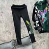 Leggings Gruesos de Marca de Moda Nueva 2024 para Mujer con Pedrería, Pantalones Gruesos de Algodón Negros, Pantalones Ajustados Elásticos