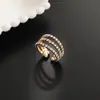 Anillo elástico de tres filas con diamantes de imitación nuevo transfronterizo anillo simple de moda joyería al por mayor R016-3