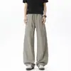 Calças masculinas estilosas estilo americano, corte inclinado, perna reta, caimento solto, calças casuais, calças compridas impermeáveis leves para primavera/verão, novo estilo ins