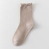 Calcetines de tubo medio para niñas, otoño e invierno, con borde de madera, finos, para recién nacidos, primavera y otoño, para bebés, sueltos, sin apretar las piernas.