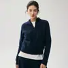Nuevo cárdigan de punto trenzado de lana de cachemira para mujer Otoño/Invierno 2026, cuello alto medio, color liso, con doble cremallera