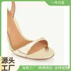 2025 Nuevo Estilo de Verano Estilo Europeo y Americano Sandalias de Tacón Alto de Una Sola Tira de Cuero de Microfibra para Mujer Son Cómodas y Versátiles 47