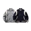 Ctsbts Chaqueta de Cuero Sintético Patchwork Estilo Universitario Americano de Moda Primavera y Otoño Unisex Holgada Chaqueta de Béisbol 2602